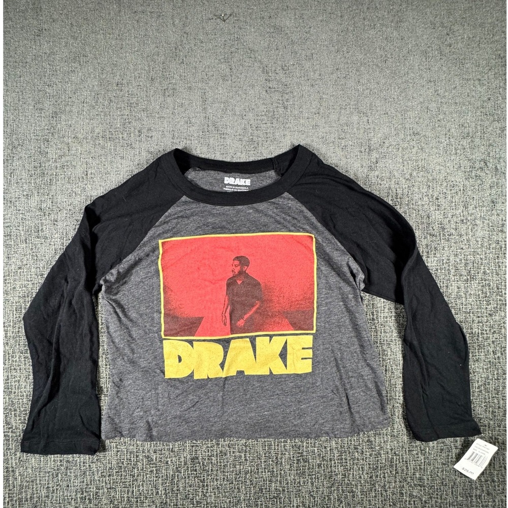 Drake Kids Away‎ From Home Tour Raglan Long Sleeve Shirt Charcoal Black XL